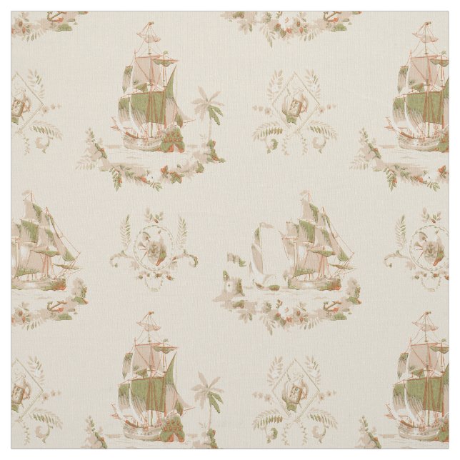 Tissu Motif vintage Nautical Pirate Ships (Échantillon)