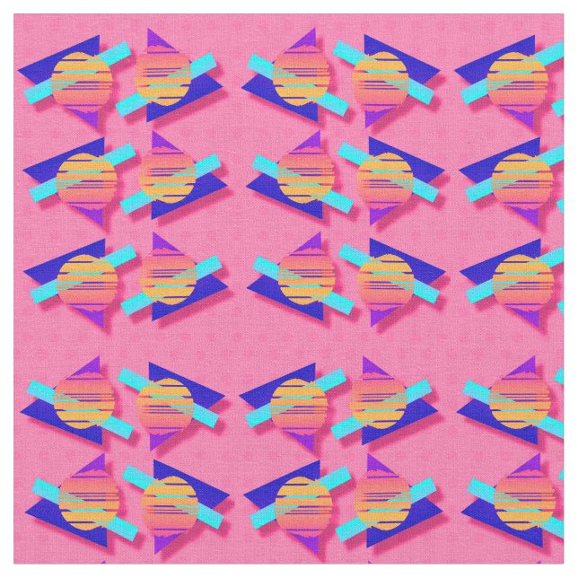Tissu Motifs au néon de triangle de Memphis d'années '80 (Fermer)