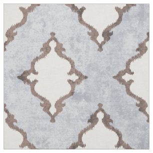 Tissu motifs tribaux de damask ikat beige neutre et él