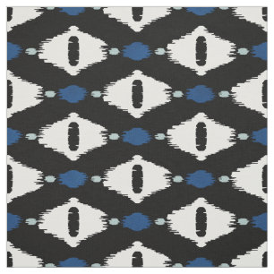 Tissu motifs tribaux de l'Iikat bleu et blanc