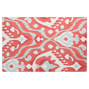 Tissu motifs tribaux de l'Ikat blanc, d'un bleu turquois
