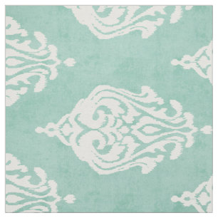 Tissu motifs tribaux de Monnaie fine et damask ikat blan