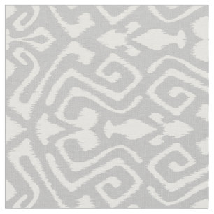 Tissu motifs tribaux gris et blancs de ikat