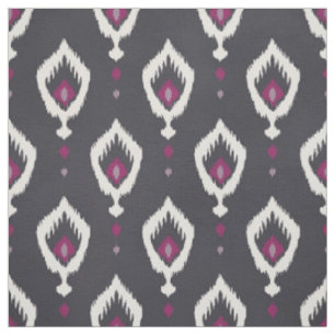 Tissu Motifs tribaux ikat noirs et violets chic