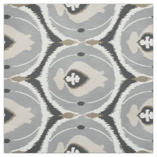 Tissu motifs tribaux noirs et gris-neutres d'ikat