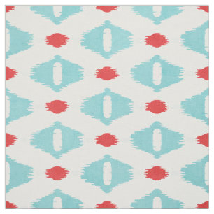 Tissu motifs tribaux turquoise et mûre des Ikat blancs