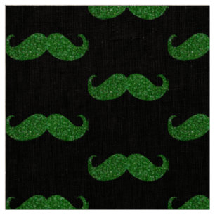 Tissu Moustache Parties scintillant verte