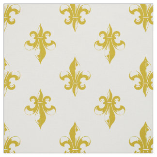 Tissu Moutarde Yellow Fleur De Lis Pattern