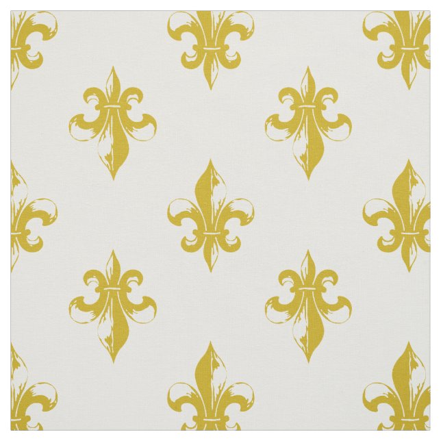 Tissu Moutarde Yellow Fleur De Lis Pattern (Échantillon)
