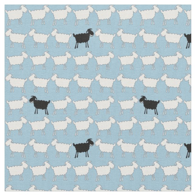 Tissu Mouton blanc noir amusant animal troupeau (Fermer)