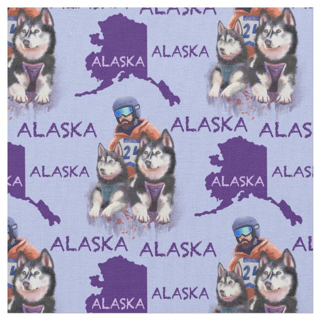 Tissu Musher D'Alaska Et Ses Chiens (Fermer)