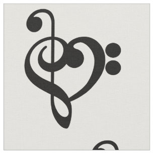 Tissu Musicien Coeur de musique - Treble Bass Clef