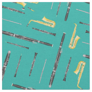Tissu Musicien Turquoise de Woodwind Band Instruments