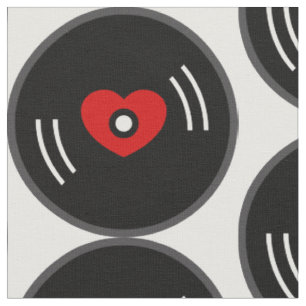 Tissu Musique des années 1960 disque vinyle coeur album