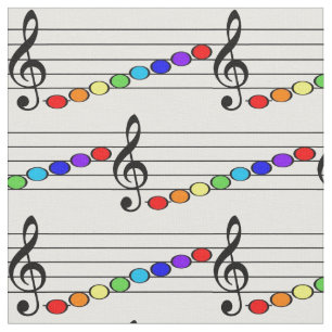 Tissu Musique, notes, arc-en-ciel multicolore. Génial