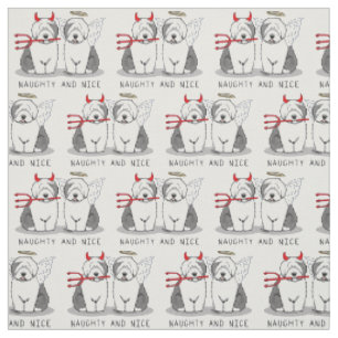 Tissu Naughty & Nice Old English Sheepdogs (Grey 1)