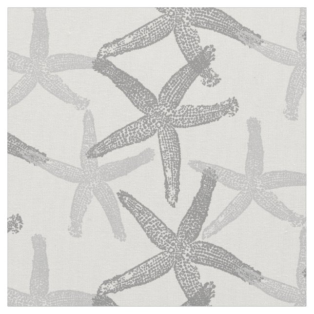 tissu Nautique étoile de mer gris abstrait blanc (Fermer)