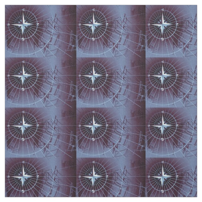 Tissu Navires Nautiques Compass De Minuit (Échantillon)