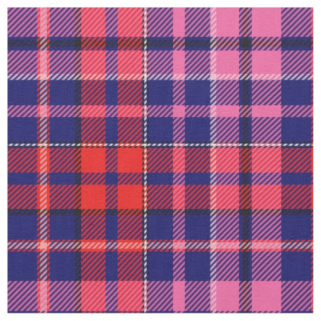 Tissu Navy Blue Red Pink Plaid Tartan Design  (Fermer)