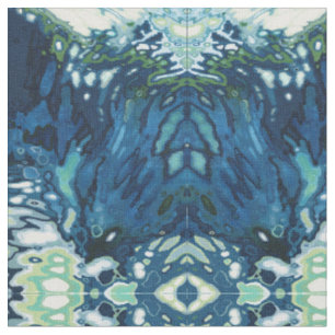 Tissu Navy Blue, Wedgewood Blue & Green Fabric 'Dover'