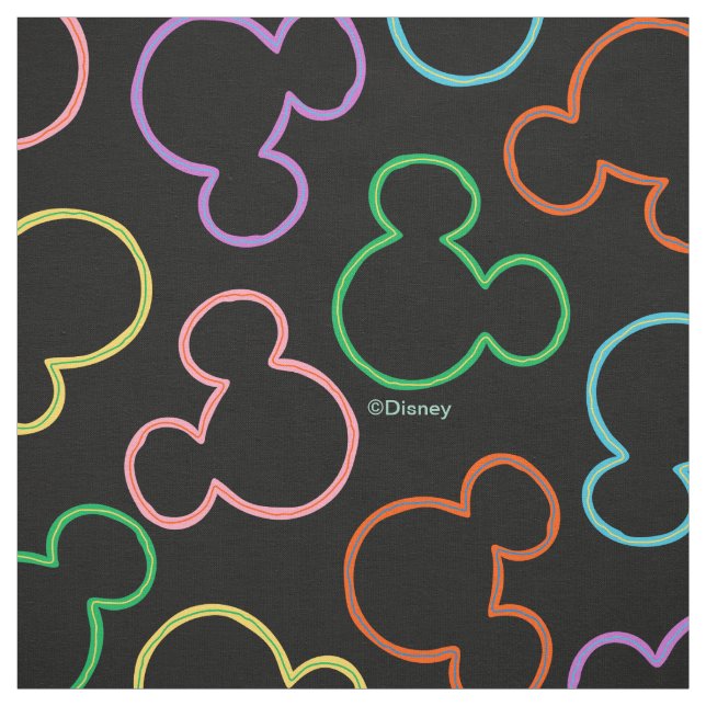 Tissu Neon Mickey Mouse Icon Toss Pattern (Échantillon)