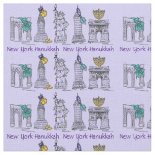 Tissu New York City NYC Chanukah Hanoukka Fabric