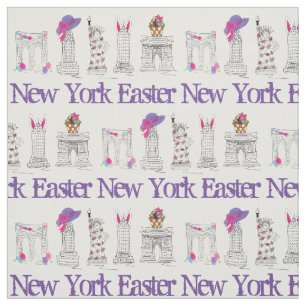 Tissu New York City NYC Happy Easter Landmarks Bâtiments