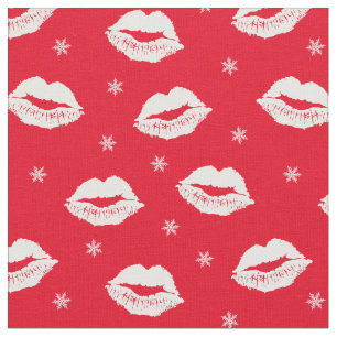 Tissu Noël Baisers Rouge et Blanc Motif