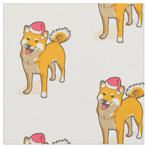 Tissu Noël du chien de Shiba Inu Santa Claus
