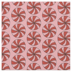 Tissu Noël Pink Red Mint Peppermenthe Hard Candy