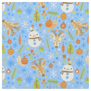 Tissu Noël tropical july escargot bonhomme de neige vaca