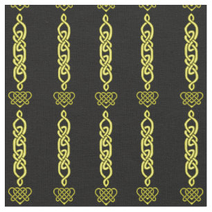 Tissu Noeud celtique, tresse, bande d'or du coeur sur no