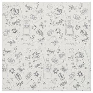 Tissu Noir Blanc Gin Tonique Cocktail Ingrédients Motif