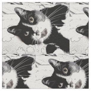 Tissu noir et blanc de chat de smoking