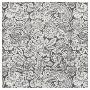 tissu noir et blanc de motif de Paisley