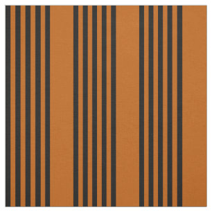 Tissu Noir et brûlé orange cinq bandes motif