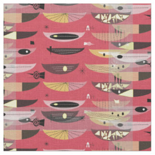 Tissu Noir rouge d'espace de la moitié du siècle