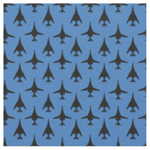 Tissu Noir sur Bleu B-1 Spirit Bomber Motif Fabric