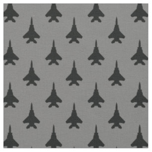 Tissu Noir sur Gris Gris Grève Motif d'avion de combat d