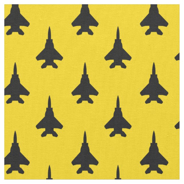 Tissu Noir sur Jellow Strike Motif d'avion de combat d'a (Fermer)