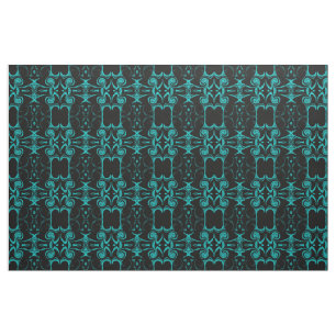 Tissu noir turquoise, textile coloré de maison