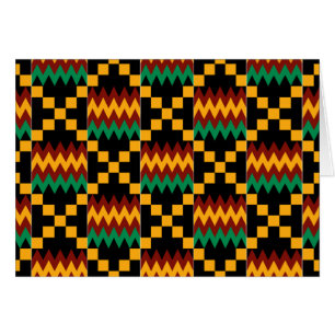 Tissu noir, vert, rouge, jaune horizontal de Kente