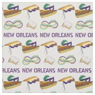 Tissu NOLA New Orleans Louisiana Mardi Gras Beads Mask