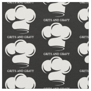 Tissu Nom de motif de chapeau de chef noir et blanc de r
