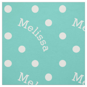 Tissu Nom personnalisé Turquoise Turquoise Blue Polka Do