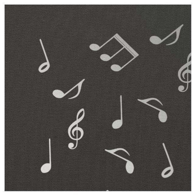 Tissu notes de musique argentées (Fermer)