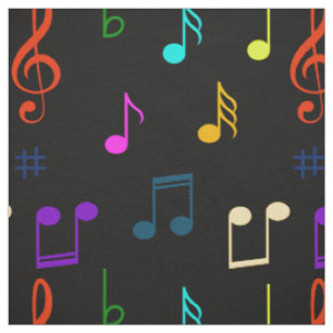 Tissu Notes de musique colorées Musicien Art de note de