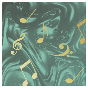 Tissu notes de musique dorées dans l'essence