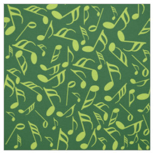 Tissu Notes de musique en vert