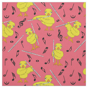 Tissu Notes de musique Flute Chick